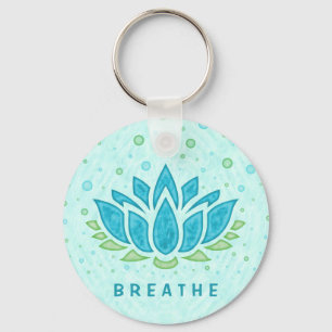 Meditation Yoga Lotus Flower Zen Text Template Key Ring