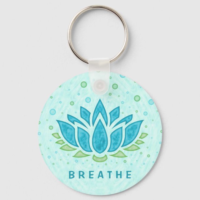 Meditation Yoga Lotus Flower Zen | Text Template Key Ring (Front)