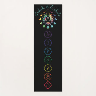 Meditation Yoga mat with coloured Chakra symbols 