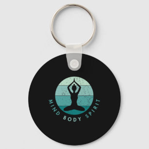 Meditation Yoga - Mind Body Soul - Cool Blue Key Ring