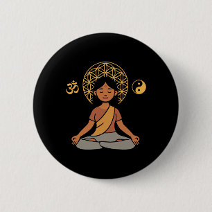 Meditation Yoga Om Symbol Sacred Geometry Yin Yang 6 Cm Round Badge