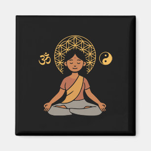 Meditation Yoga Om Symbol Sacred Geometry Yin Yang Magnet