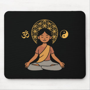 Meditation Yoga Om Symbol Sacred Geometry Yin Yang Mouse Pad