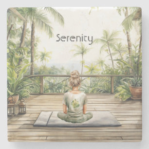 Meditation Yoga Serenity Female Stone Coaster