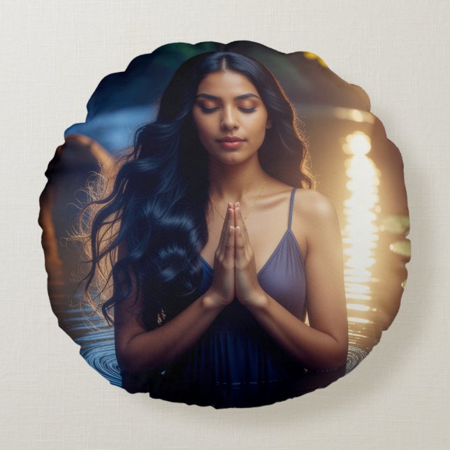 MEDITATION - YOGA - WELLNESS - CARPE DIEM ROUND CUSHION (Front)