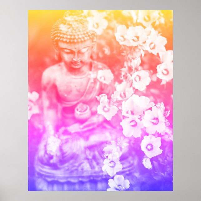 *~* Meditation Zen Buddha Meditate Floral Bold Poster (Front)