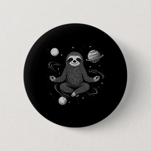 Meditation Zen Sloth In Space Namaste Peace Yoga B 6 Cm Round Badge