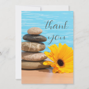 Meditation Zen Stones Ocean Beach Clean and Chic Thank You Card
