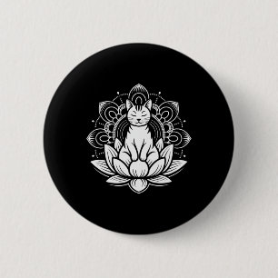 Meditative Cat Lotus Flower Yoga Spirituality Tee 6 Cm Round Badge
