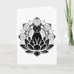 Meditative Cat Lotus Flower Yoga Spirituality Tee Card