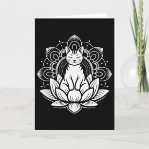 Meditative Cat Lotus Flower Yoga Spirituality Tee Card