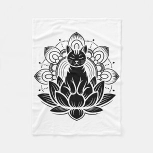 Meditative Cat Lotus Flower Yoga Spirituality Tee Fleece Blanket