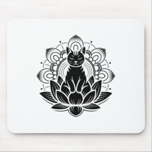 Meditative Cat Lotus Flower Yoga Spirituality Tee Mouse Pad