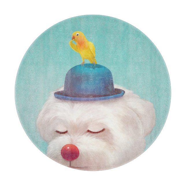 Meditative Clown Dog Portrait Cutting Board (Front)