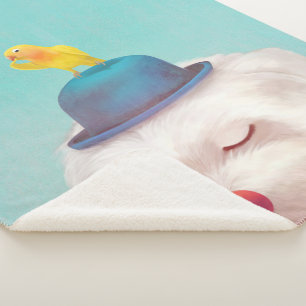 Meditative Clown Dog Portrait Sherpa Blanket
