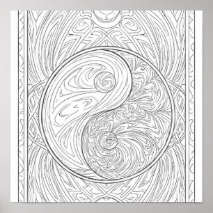 Meditative Pattern Art: Sacred Geometry Yin Yang Poster