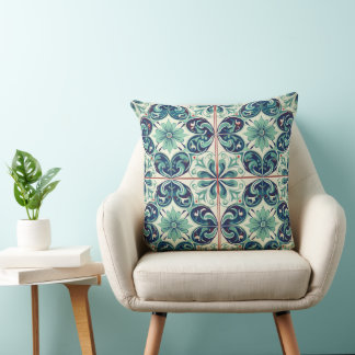 Meditative Patterns: Azulejo Tranquillity Cushion