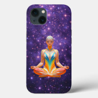 Meditative woman & starry purple sky