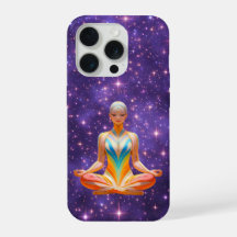 Meditative woman & starry purple sky