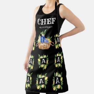 Mediteranean Lemon Frame Basket Chef Monogram Apron