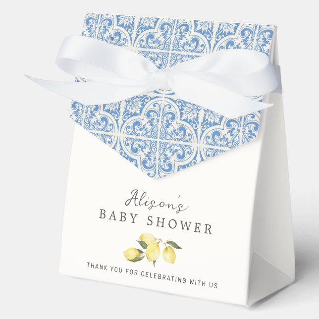 Mediterranean Amalfi Capri Baby Shower Favour Box (Front)