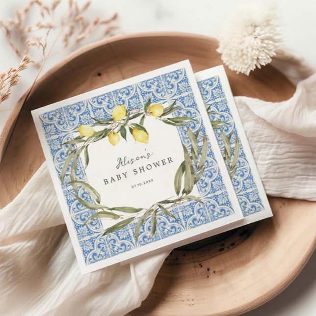 Mediterranean Amalfi Capri Baby Shower Napkin (Creator Uploaded)
