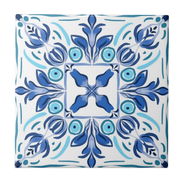 Mediterranean,Amalfi style,simple squares    Ceramic Tile (Front)