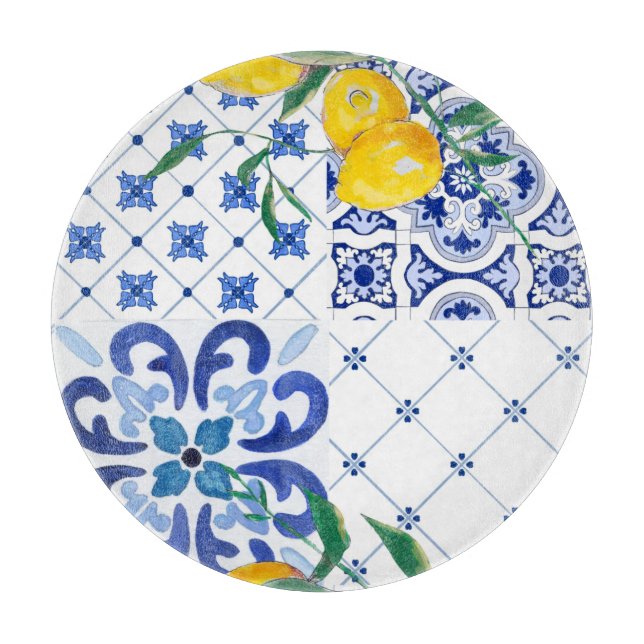 Mediterranean,Amalfi style,simple squares        Cutting Board (Front)