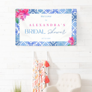 Mediterranean Amalfi Tiles Bridal Shower Banner