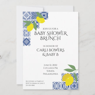 Mediterranean and Lemons Baby Shower Invitation