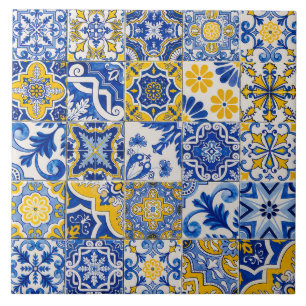 Mediterranean Azulejo Portuguese Majolica Mosaic Ceramic Tile