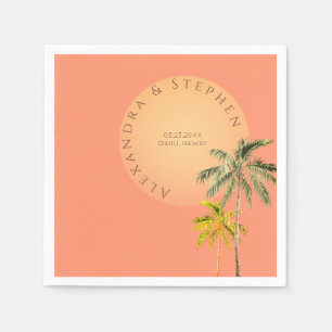 Mediterranean Beach Sunset Minimal Wedding Napkin