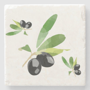 Mediterranean Black Olives Stone Coaster