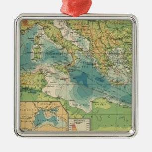 Mediterranean, Black Sea cables, wireless stations Metal Ornament