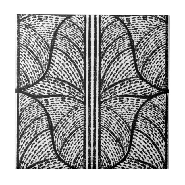 Mediterranean Black & White Mosaic Pattern  Ceramic Tile (Front)