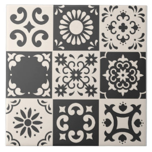Mediterranean Black & White Tile Pattern 