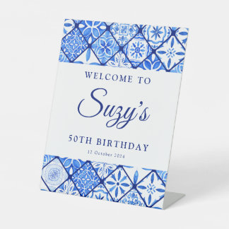 Mediterranean Bliss Birthday Pedestal Sign