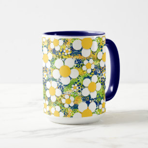 Mediterranean Blossoms Blue Yellow and White Mug