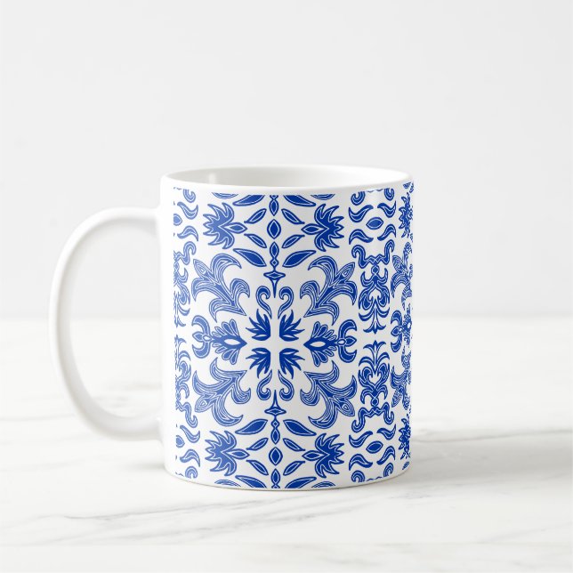 Mediterranean Blue and White Mug (Left)