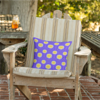 Mediterranean Blue and Yellow Floral Greek Flora  Cushion
