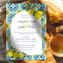 Mediterranean Blue and Yellow Tile Lemon Wedding