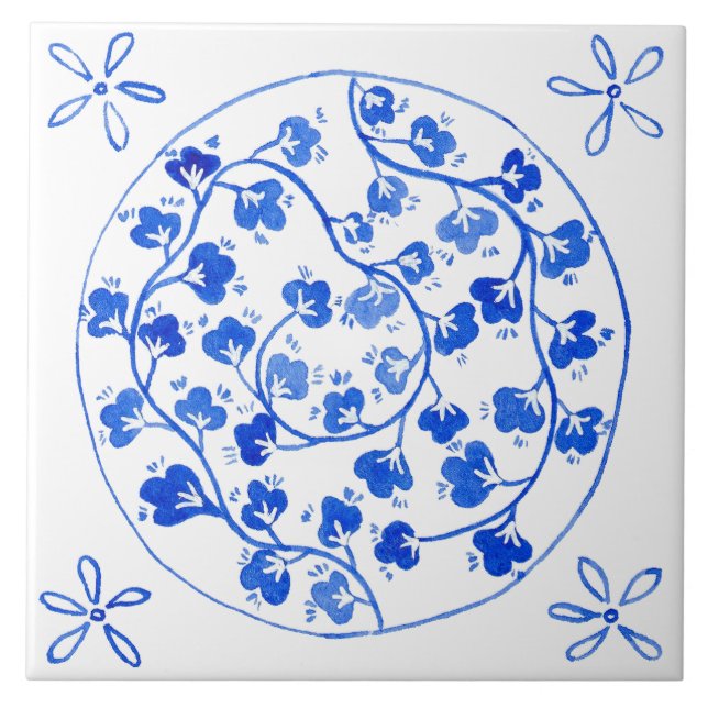 Mediterranean Blue Ceramic Tile (Front)