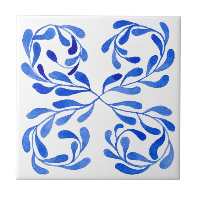 Mediterranean Blue Ceramic Tile (Front)