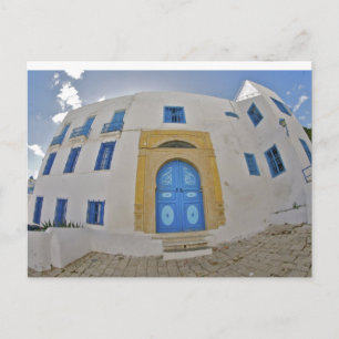 Mediterranean blue door postcard