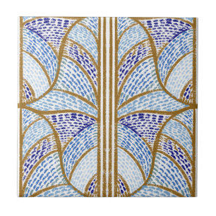 Mediterranean Blue. & Gold Mosaic Pattern Ceramic Tile