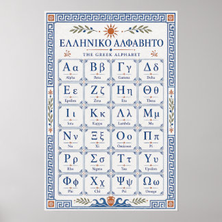 Mediterranean Blue Greek Alphabet Hellenic Chart