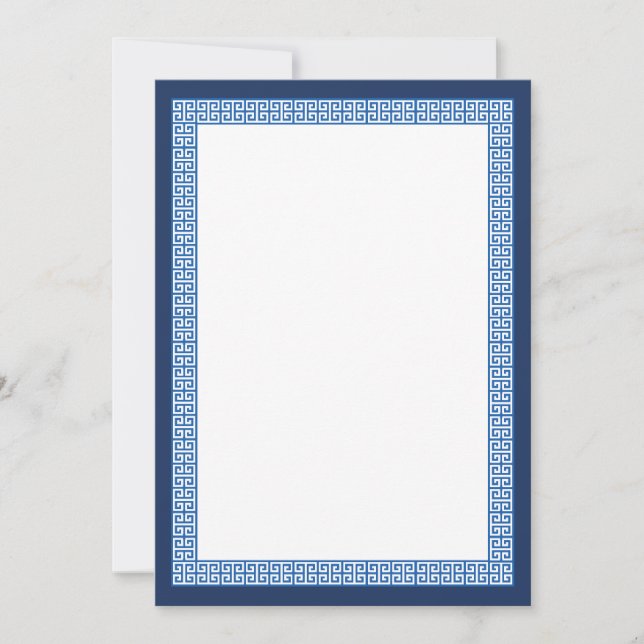 Mediterranean Blue Greek Key Greek Column Invitation (Front)