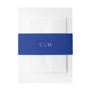 Mediterranean Blue Initials   Amalfi Coast Wedding Invitation Belly Band
