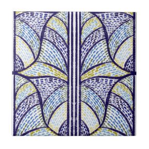 Mediterranean Blue & Lime Green Mosaic Pattern Ceramic Tile