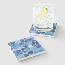 Mediterranean Blue Mosaic Stone Coaster